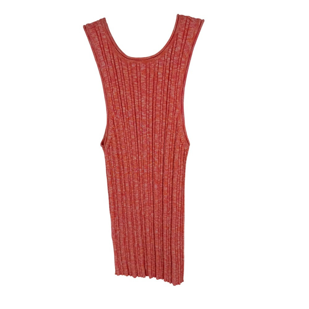 Anthropologie Ribbed Knit Tank Top Women XL Coral Pink Excellent Scoop Neck AB15